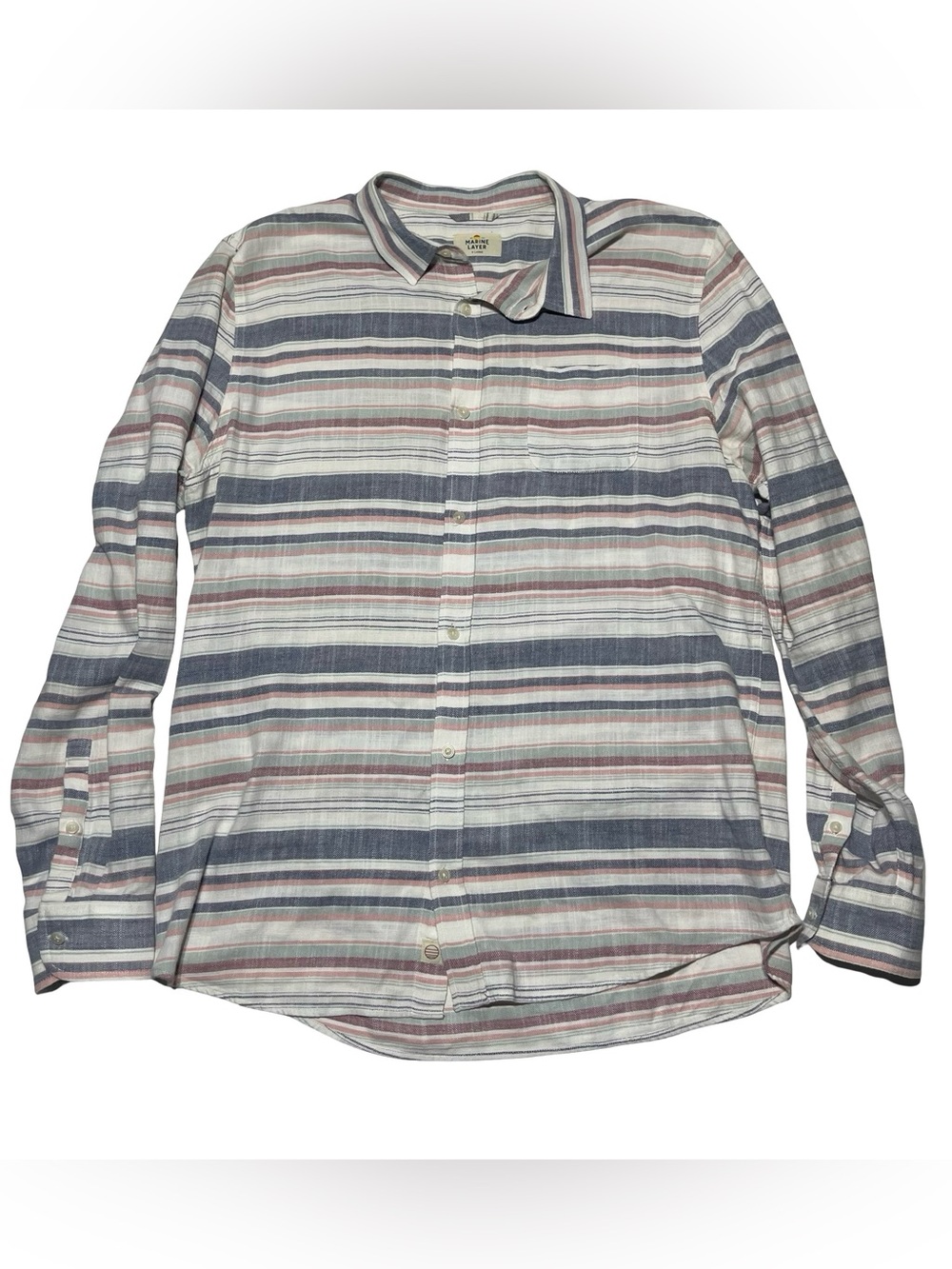 Marine Layer Striped Cotton Lightweight Button Down Long Sleeve Shirt Men’s XL